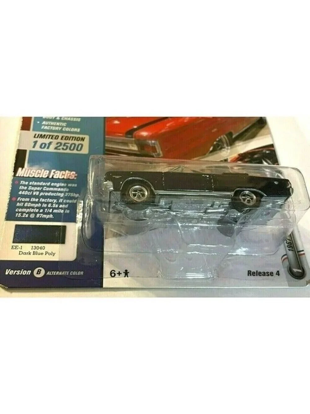 Die Cast Johnny Lightning #1 1967 Plymouth GTX Convertible Dark Blue Poly Car